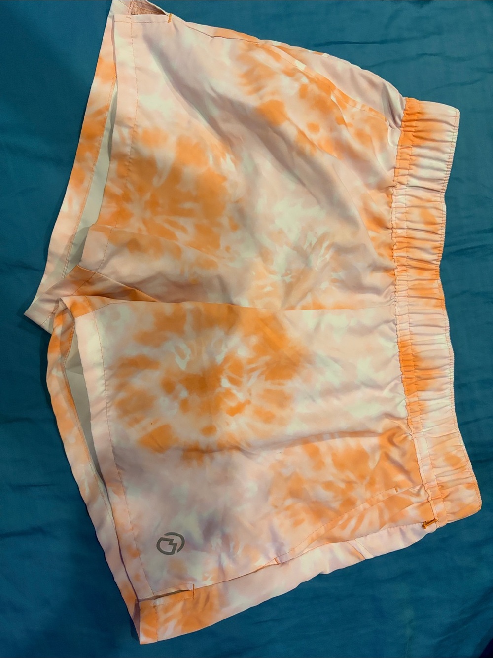 Women’s Orange Tie-Dye Athletic Shorts with Elastic Waist